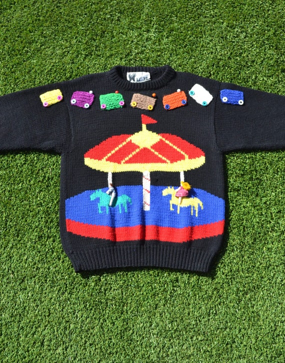 VINTAGE 90s UGLY JUMPER! 90s Rainbow Circus Knit,