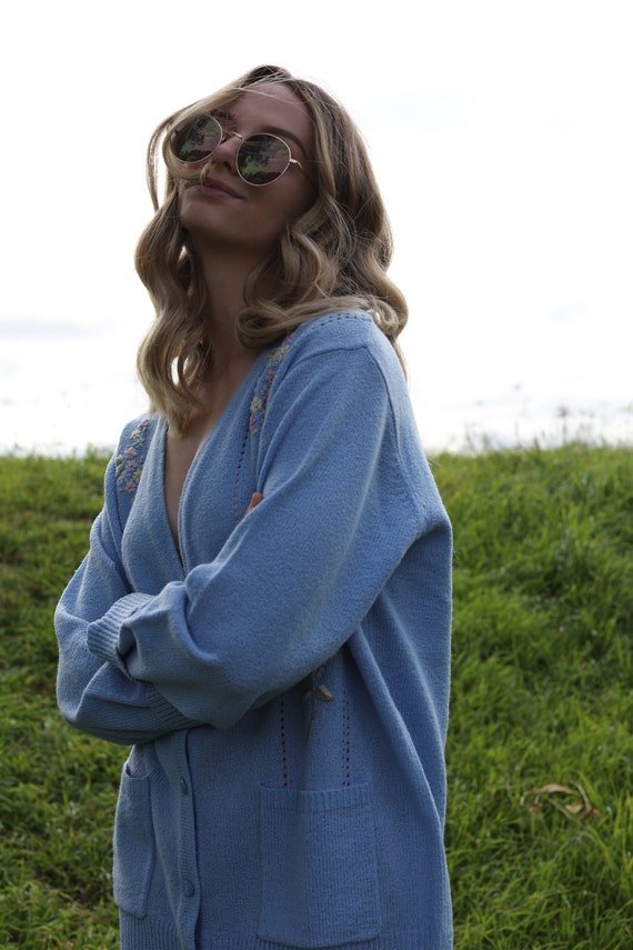 Vintage 90s Sweet Pastel Blue Cardigan 