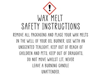 Wax Melts Safety Instructions Stickers | Warning Labels - Etsy