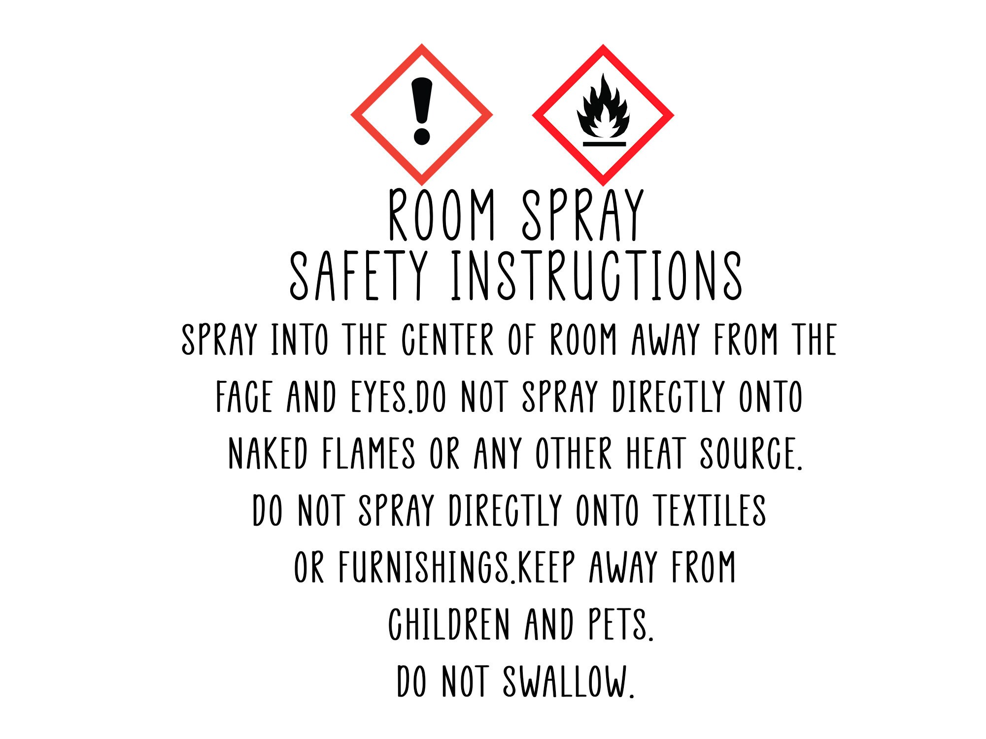 Room Spray Safety Instructions Stickers Warning Labels Etsy