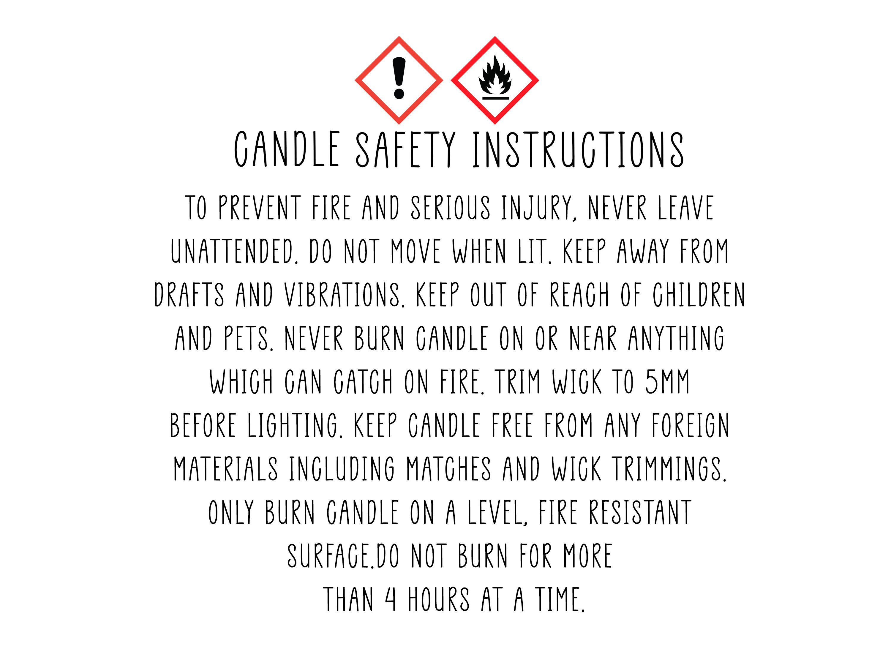 Candle Safety Instructions Stickers Warning Labels Etsy