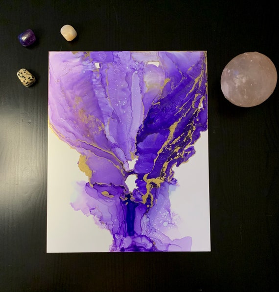 Purple and Gold Wall Art Original Abstract Purple Painting Etsy