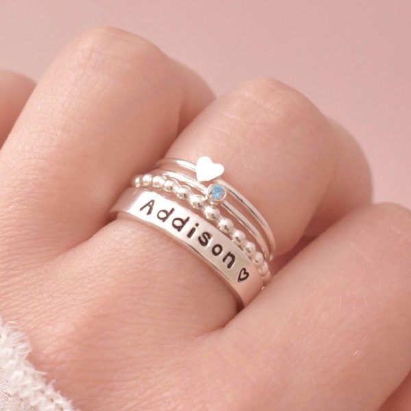 Stackable Name Rings Etsy