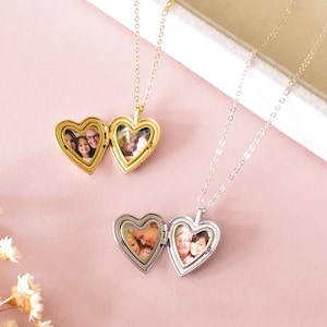 Photo Heart Locket Necklace, Gold Filled Memorial Keepsake