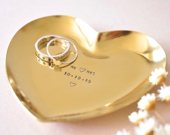 Personalized Heart Ring Dish, Stainless Steel Wedding Gift