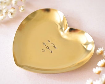 Personalized Heart Ring Dish, Custom Wedding Gift, Hand Stamped
