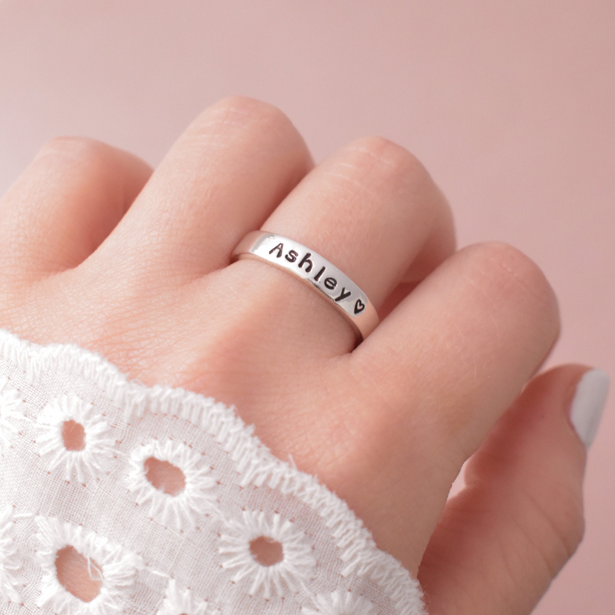 Personalized Dog Name Ring Custom Pet Name Ring Sterling Etsy