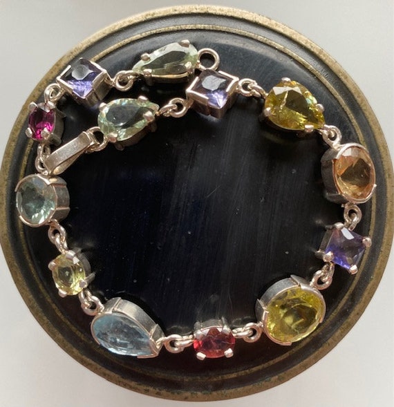 Silver bracelet and gemstones
