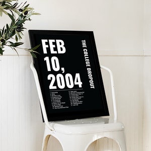 Kanye Poster, DIgital Download, Printable Rap Poster, The College Dropout, Kanye Wall Art