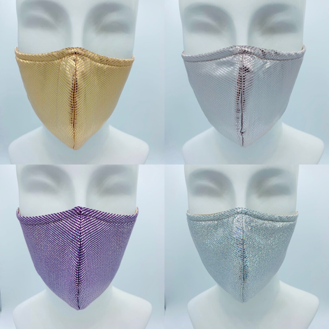 5pack Sparkly Face Masks / Gold Glitter / Chromatic Masks / Etsy