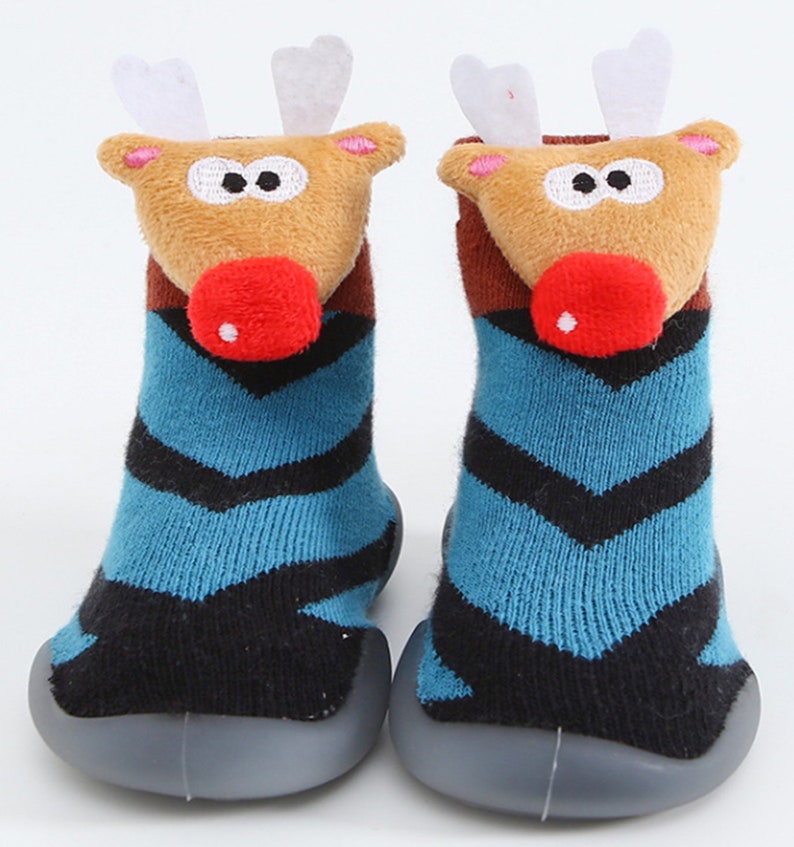 Christmas Reindeer Warm Baby Booties Non Slip Gender Etsy