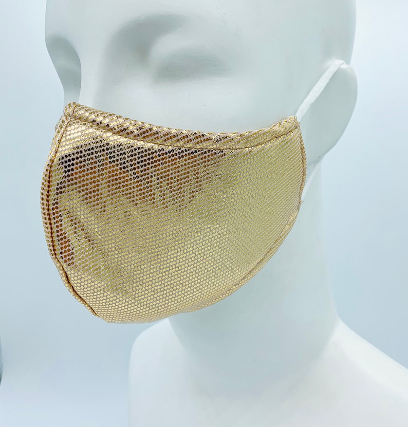 5pack Sparkly Face Masks / Gold Glitter / Chromatic Masks / Etsy