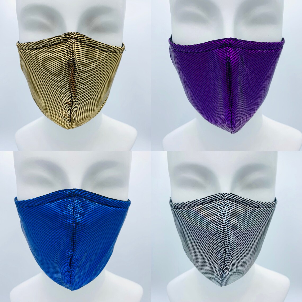 5pack Sparkly Face Masks / Gold Glitter / Chromatic Masks / Etsy