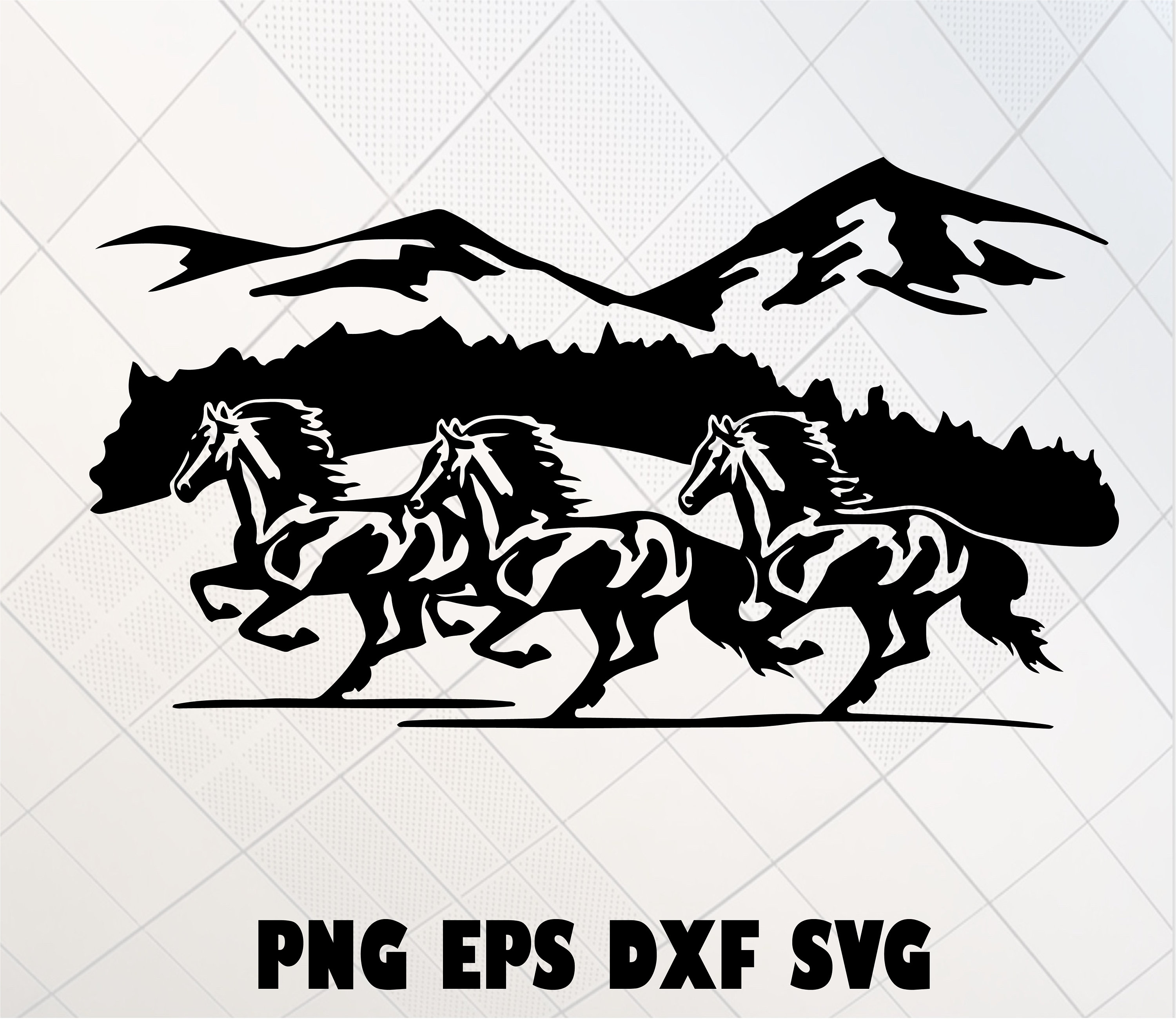 Wild Horses Svg Horse Svg Nature Svg Mustangs Svg Forest Etsy