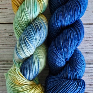 Drift Away Yarn Kit Hand Dyed Yarn on Extrafine Superwash Merino