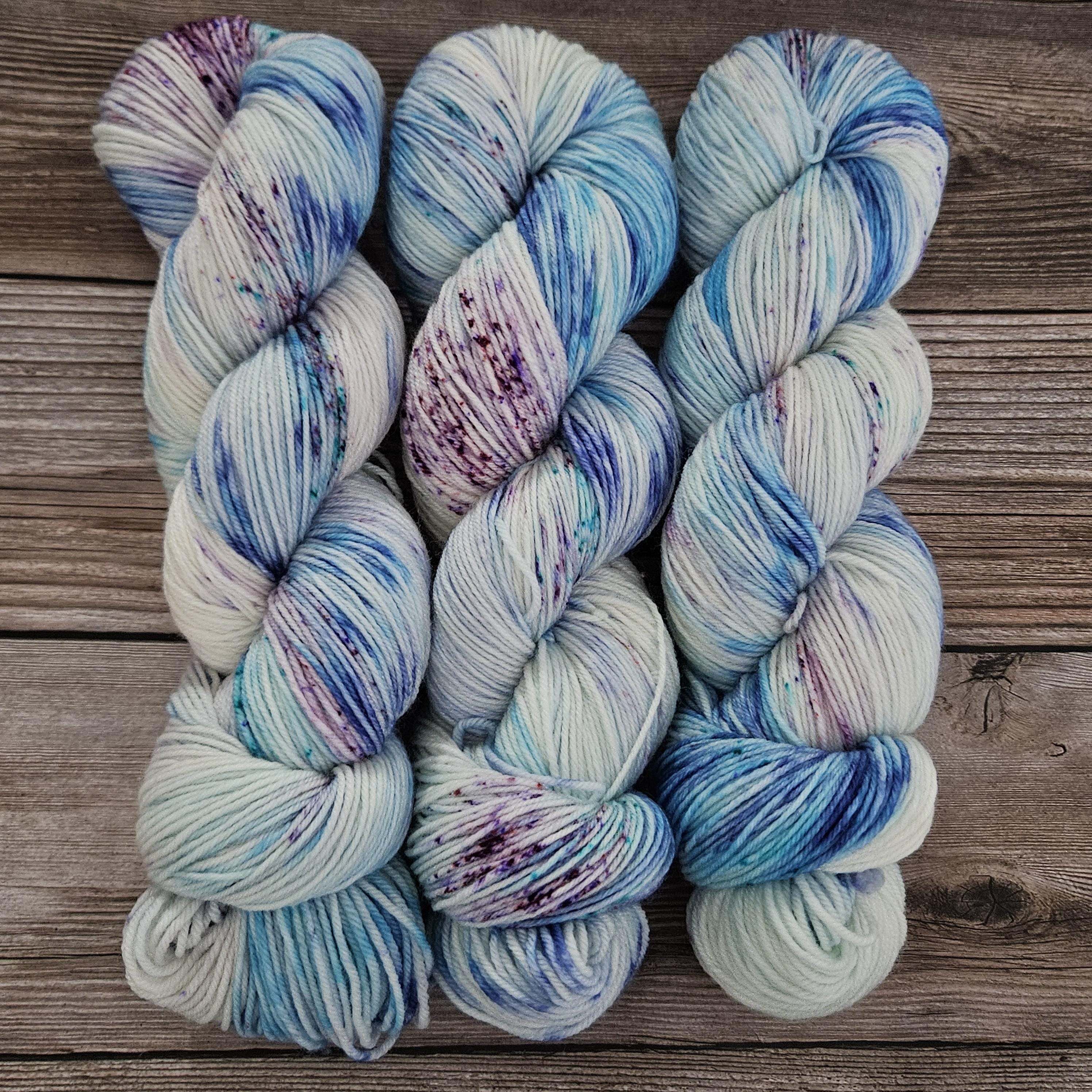 First Frost on Hand Dyed Yarn on Extrafine Superwash Merino
