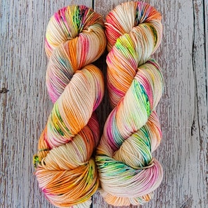Heat Wave Hand Dyed Yarn on Extrafine Superwash Merino
