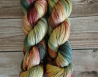 Victorian Christmas Hand Dyed Yarn on Extrafine Superwash Merino