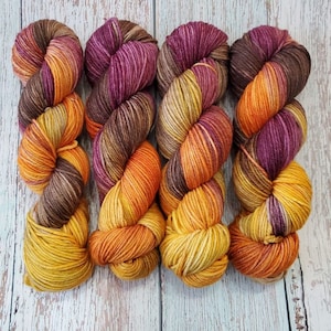 Fall is My Favorite Color Hand Dyed Yarn on Extrafine Superwash Merino