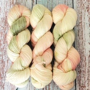 Peach Blossom Hand Dyed Yarn on Extrafine Superwash Merino