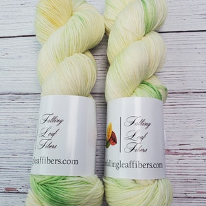Lemon Limeade Hand Dyed Yarn on Extrafine Superwash Merino