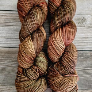 Crunchy Leaves Hand Dyed Yarn on Extrafine Superwash Merino