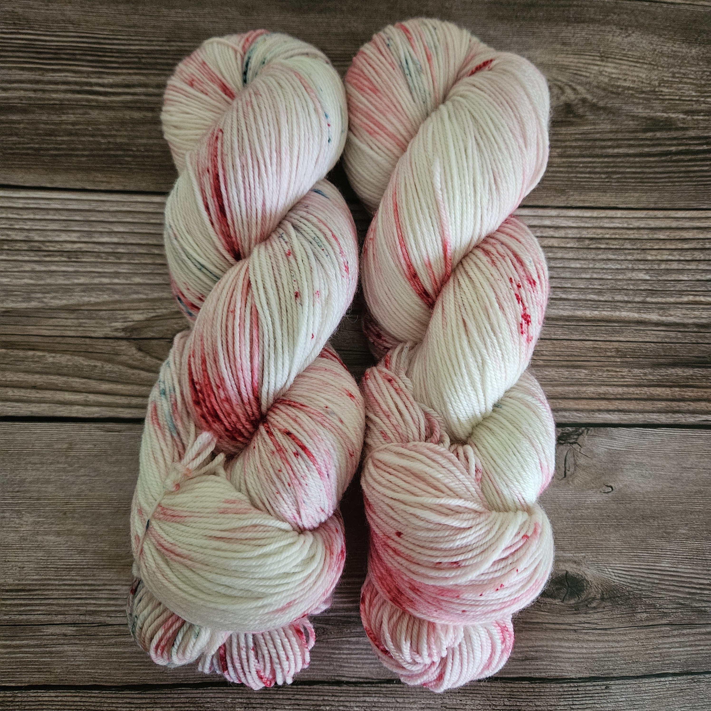 Peppermint Snow Hand Dyed Yarn on Extrafine Superwash Merino