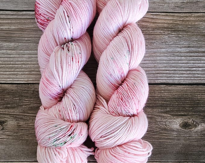Pink Peppermint Noel Hand Dyed Yarn on Extrafine Superwash Merino