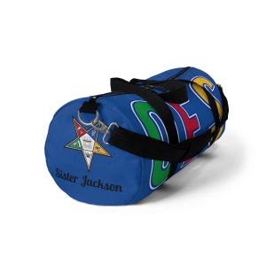 Order of Eastern Star Duffel Bag, Travel Tote, Gym Bag, OES Personalize with Name Five Star Point Colors