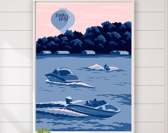 Tonka Bay, Lake Minnetonka Boating Poster by Rich Sladek (frame not included)