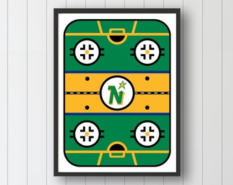 Minnesota North Stars Retro Rink Poster by Rich Sladek (frame not included)
