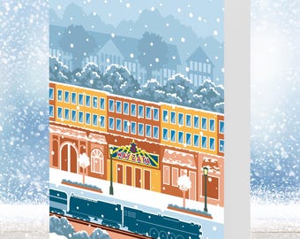 Wayzata Lake Street, Winter Scene, Lake Minnetonka Greeting Card