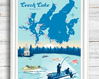 Leech Lake, Minnesota Poster by Rich Sladek (frame not included)