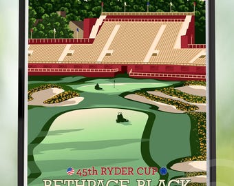 Bethpage Black Golf Poster, Ryder Cup Travel Print by Rich Sladek (frame not included)