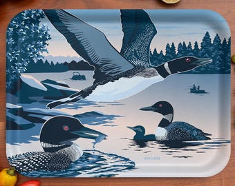 Loons, Birch Wood Veneer Tray