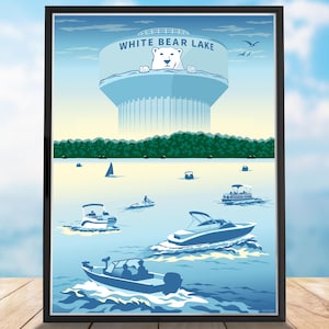 White Bear Lake, Minnesota Poster by Rich Sladek (frame not included)