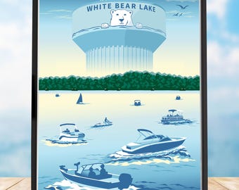 White Bear Lake, Minnesota Poster by Rich Sladek (frame not included)