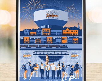Delano, Minnesota 150 Years, America 250 Poster by Rich Sladek (frame not included)