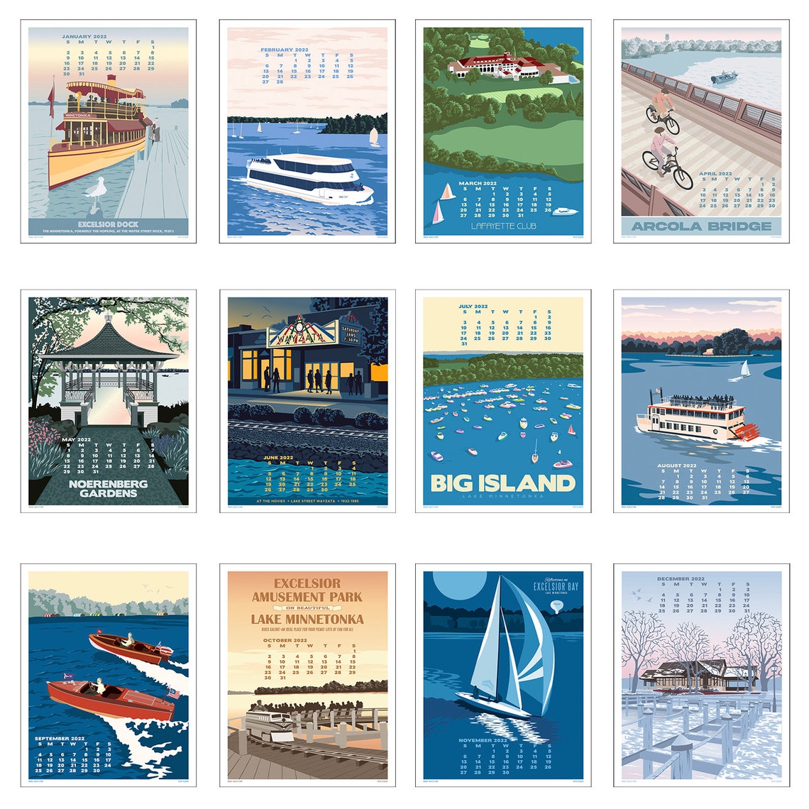 2022 Lake Minnetonka 11x14 Poster Calendar Showcasing | Etsy