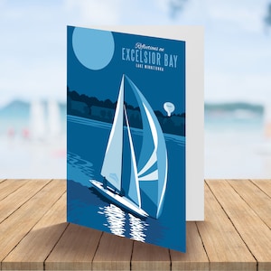 Reflections on Excelsior Bay Lake Minnetonka, Sailboat Greeting Card