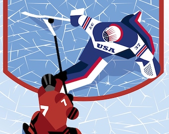 Connor Hellebuyck, 2026 Team USA Winter Olympics Hockey Poster by Rich Sladek (frame not included)