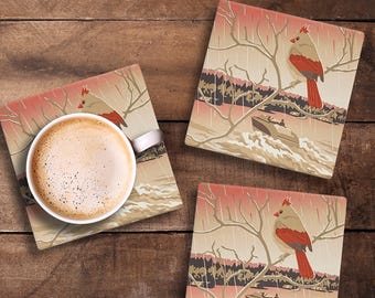 Cardinal Rain Coasters (Mix & Match Designs)