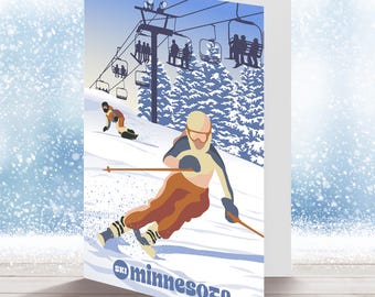 Ski Minnesota, Snow Skiing, Snowboarding Greeting Card