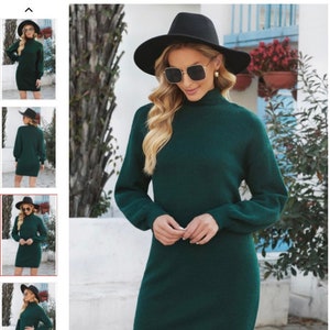 Emerald green turtleneck dress hotsell