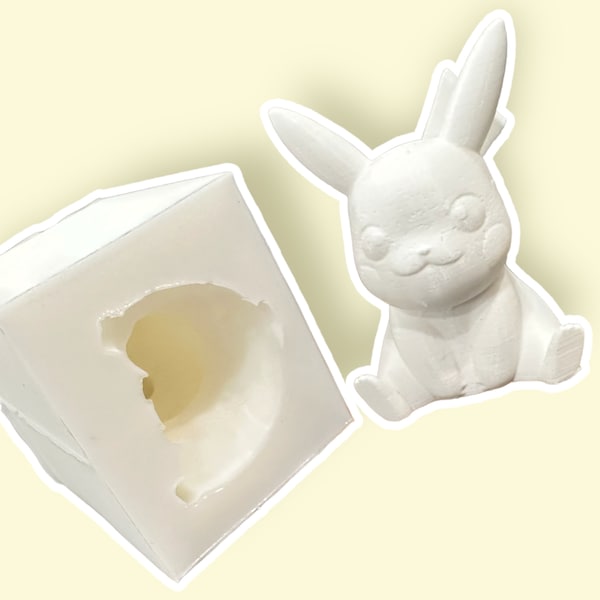 Moule 3D pour artisan résine époxy, chandelle, bougie, savon, savonnette, chocolat et plus. Forme de pokemon Pikachu. Silicone Flexible.