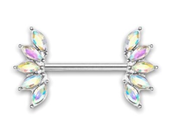 Jewelry for nipple \ luxury nipple. Professional piercing set with finely cut crystals. Multiple colors available.