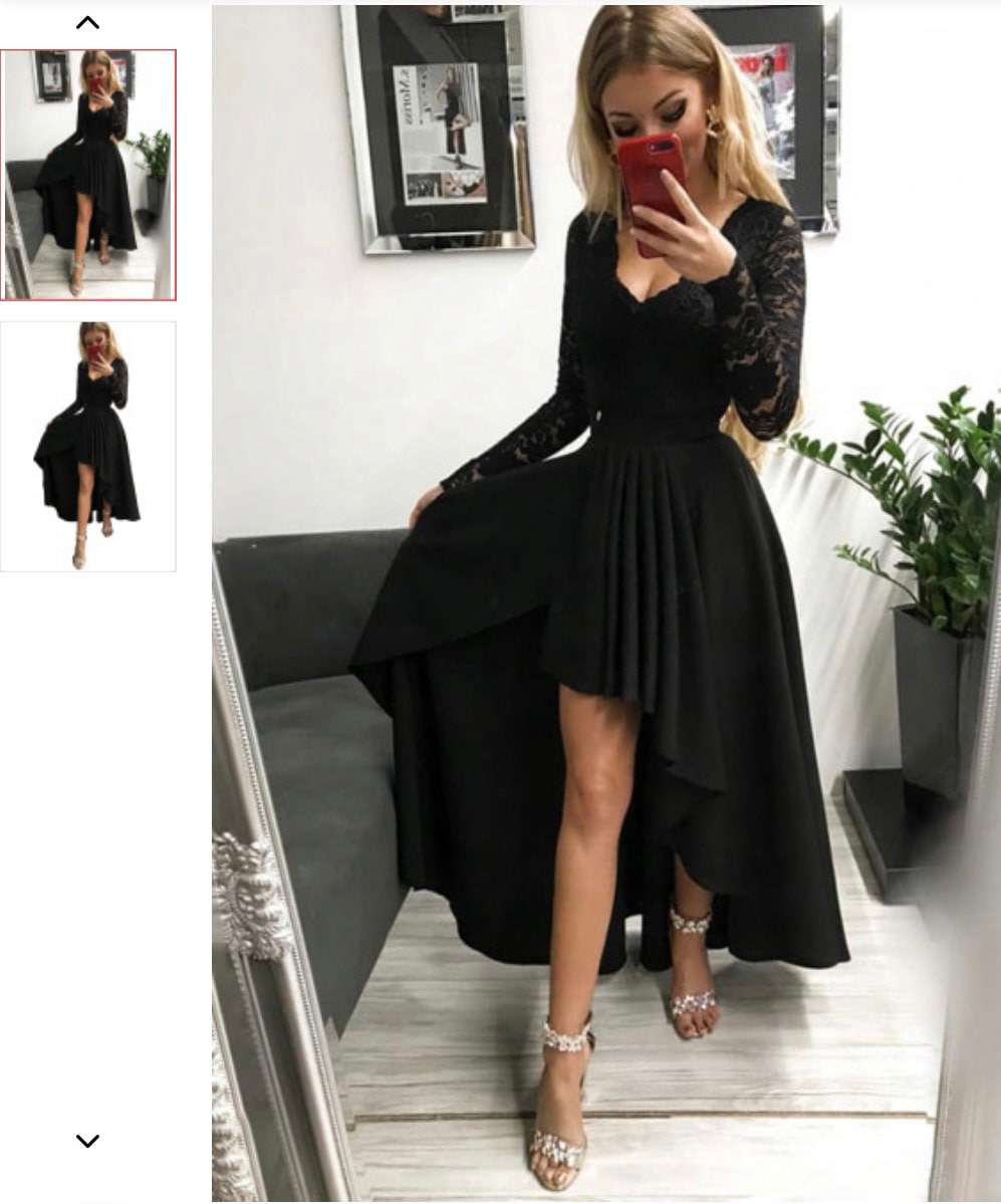 Black Lace Long Sleeve Plus Size Formal Dresses