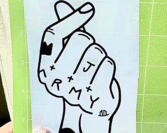 Jungkook Hand K-Pop Heart Vinyl Sticker Decal