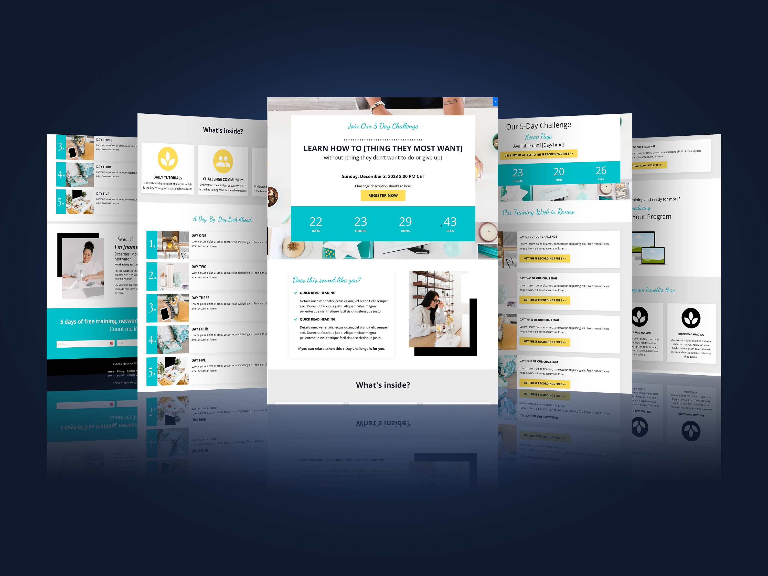 CHALLENGE FUNNEL for Kajabi. Amy P Kajabi Template Pack. Kajabi Website Theme.