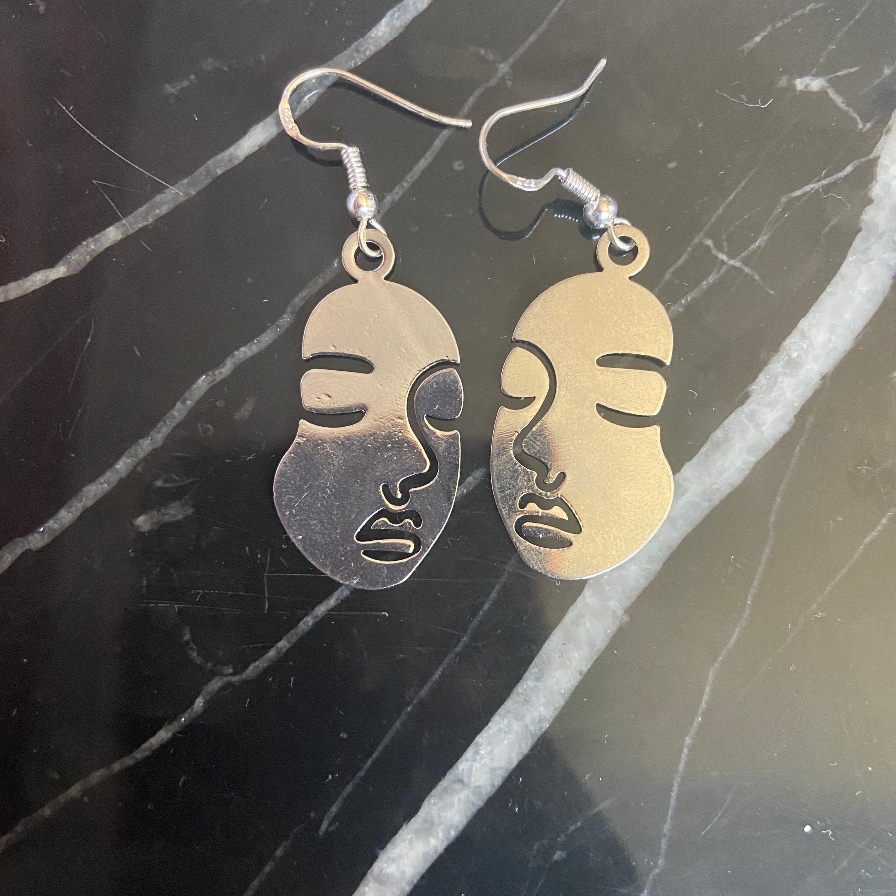 Abstract face earrings Etsy